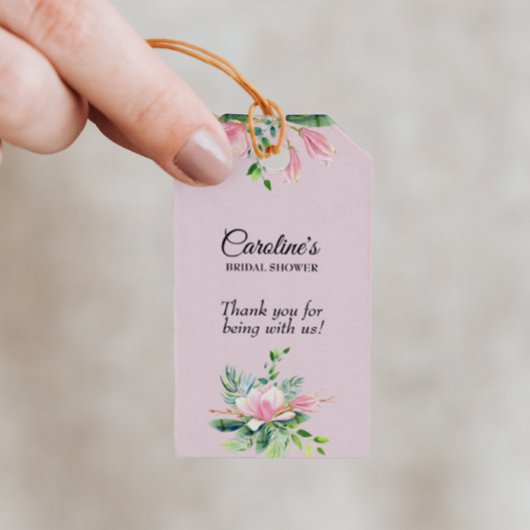 Elegantes rosa Magnolia Brautparty Geschenkanhänger