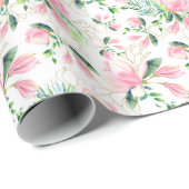 Elegantes rosa Magnolia Geschenkpapier (Rolleneckpunkt)