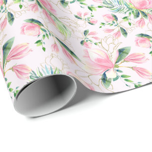 Elegantes rosa Magnolia Geschenkpapier