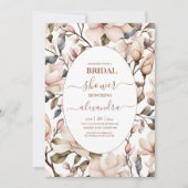 Elegantes Rosa Magnolien und Brautparty Grüne Einladung (Vorderseite)