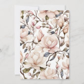 Elegantes Rosa Magnolien und Brautparty Grüne Einladung (Rückseite)