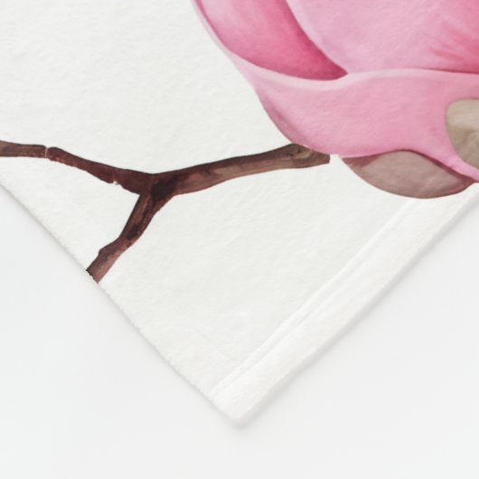 Elegantes rosa Magnolienmuster Fleecedecke (Ecke)