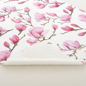 Elegantes rosa Magnolienmuster Sherpadecke (3/4)
