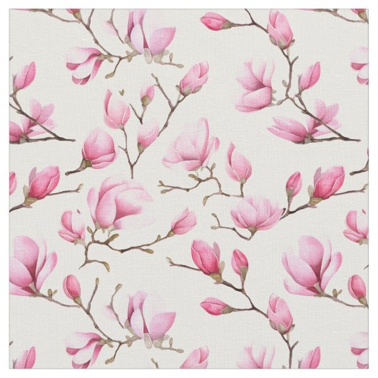Elegantes rosa Magnolienmuster Stoff (Nahaufnahme)