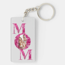 Elegantes rosa MAMA Buchstaben Custom Foto Schlüsselanhänger