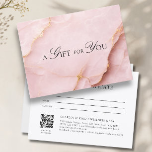 Elegantes Rosa-Marbor-Geschenk-Zertifikat mit QR-C