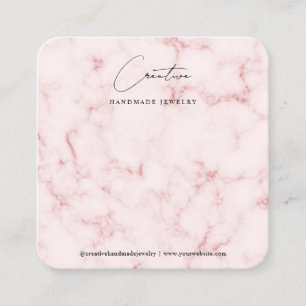 Elegantes rosa Marmor handgeschriebenes Skript Dis Quadratische Visitenkarte