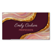 Elegantes Rosa Marmor Imitate Gold Glitzer, aber Magnetische Visitenkarte (Vorderseite)