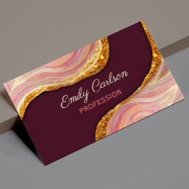Elegantes Rosa Marmor Imitate Gold Glitzer, aber Magnetische Visitenkarte