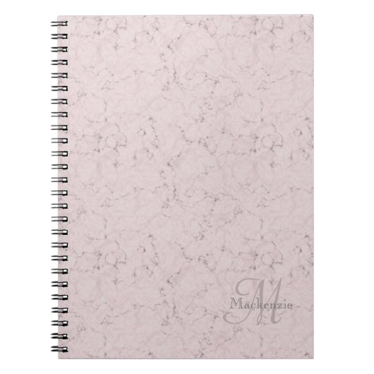 Elegantes Rosa-Marmor-Individuelle Name Monogram Notizblock (Vorderseite)
