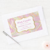 Elegantes rosa Marmorgoldkandellabel Rechteckiger Aufkleber (Umschlag)