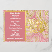 Elegantes rosa Marmorsäulendusche Gold Folieneinladung (Vorderseite)