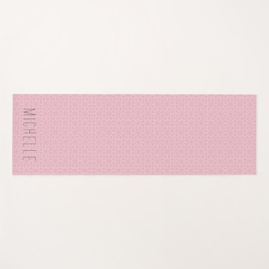 Elegantes rosa marokkanisches Muster mit Namen Yogamatte (Vorderseite (Horizontal))