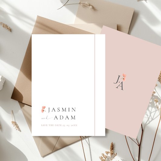 Elegantes Rosa Minimales Floraldesign Save The Date
