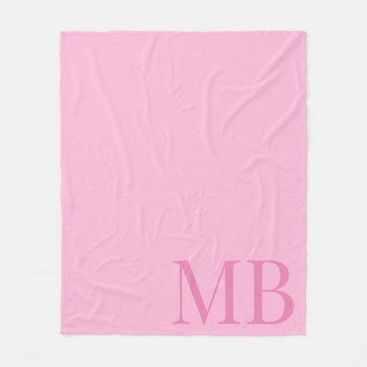 Elegantes rosa Minimalistisches Anfangsmonogramm Fleecedecke (Vorderseite)