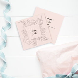 Elegantes Rosa Minimalistisches Frühlingsbläschen Quadratische Visitenkarte