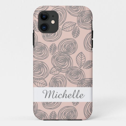 Elegantes Rosa Mit Monogramm Case-Mate iPhone Hülle (Rückseite)