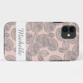 Elegantes Rosa Mit Monogramm Case-Mate iPhone Hülle (Rückseite (Horizontal))