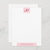 Elegantes, rosa Mit Monogramm einfaches Template Mitteilungskarte (Vorne/Hinten)