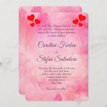 Elegantes Rosa mit rotem Herzen Valentinas Hochzei