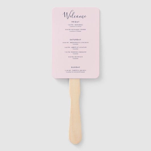 Elegantes Rosa Modernes Begrüßungsangebot Fächer (Rückseite)