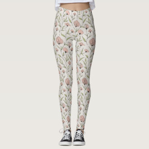 Elegantes Rosa-Mohn-Blumenmuster Leggings
