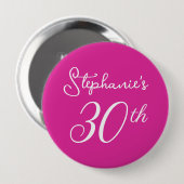 Elegantes rosa Monogramm, 30. Geburtstag Party Button (Vorne & Hinten)