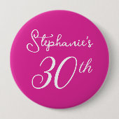 Elegantes rosa Monogramm, 30. Geburtstag Party Button (Vorderseite)
