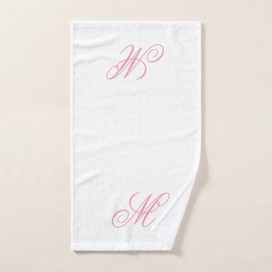Elegantes rosa Monogramm Anfangsbuchstabe Handtuch (Handtuch)