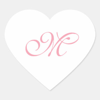 Elegantes rosa Monogramm Anfangsbuchstabe Herz-Aufkleber