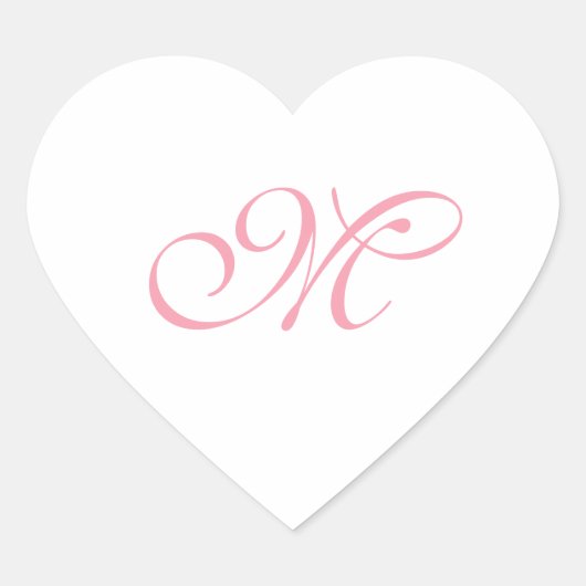 Elegantes rosa Monogramm Anfangsbuchstabe Herz-Aufkleber (Vorderseite)