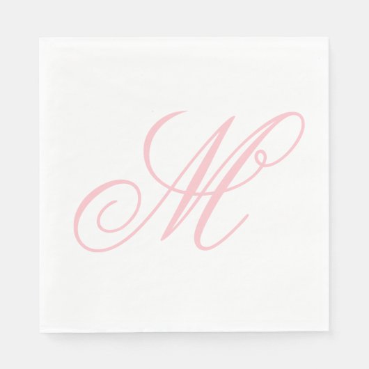 Elegantes rosa Monogramm Anfangsbuchstabe Serviette (Vorderseite)