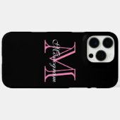 Elegantes rosa Monogramm Case-Mate iPhone Hülle (Rückseite (Horizontal))