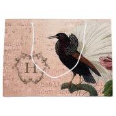 Elegantes rosa Monogramm Große Geschenktüte (Vorderseite)