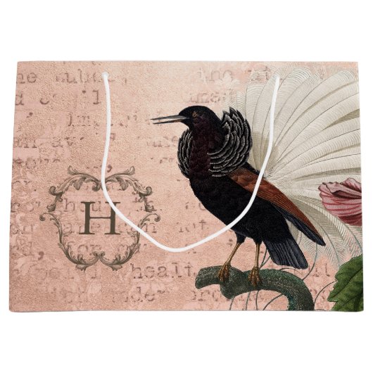 Elegantes rosa Monogramm Große Geschenktüte (Vorderseite)