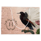 Elegantes rosa Monogramm Große Geschenktüte (Rückseite)