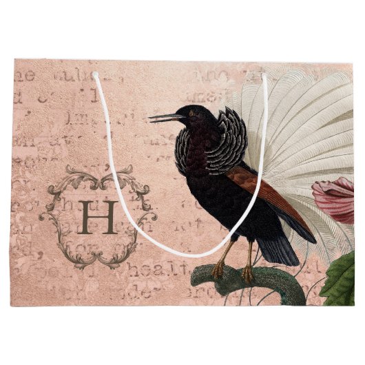 Elegantes rosa Monogramm Große Geschenktüte (Rückseite)