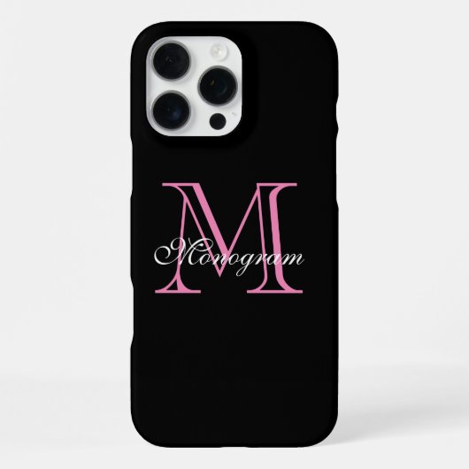 Elegantes rosa Monogramm iPhone Hülle (Rückseite)