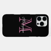 Elegantes rosa Monogramm iPhone Hülle (Rückseite (Horizontal))