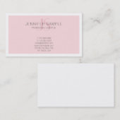 Elegantes rosa Monogramm Modernes, einfaches Desig Visitenkarte (Vorne/Hinten)