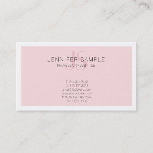 Elegantes rosa Monogramm Modernes, einfaches Desig Visitenkarte (Vorderseite)