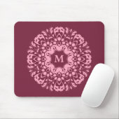 Elegantes rosa Monogramm Mousepad (Mit Mouse)