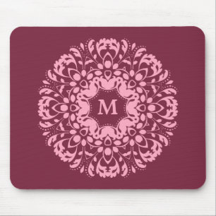 Elegantes rosa Monogramm Mousepad