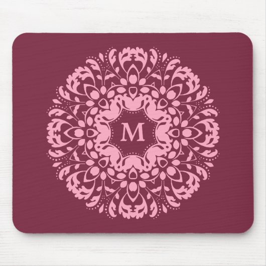 Elegantes rosa Monogramm Mousepad (Vorne)