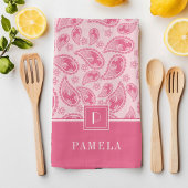 Elegantes rosa Monogramm-Muster Geschirrtuch