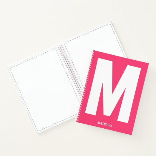 Elegantes Rosa, Monogramm-Name Minimalist modern Notizblock (Innenseite)