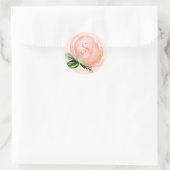 Elegantes rosa Monogramm Pfirsichfarben Runder Aufkleber (Tasche)
