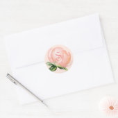 Elegantes rosa Monogramm Pfirsichfarben Runder Aufkleber (Umschlag)