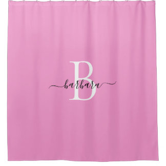 Elegantes rosa Monogramm-Schrift-Name Duschvorhang