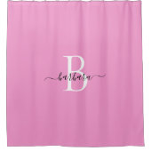Elegantes rosa Monogramm-Schriftzug-Name Duschvorhang (Vorderseite)